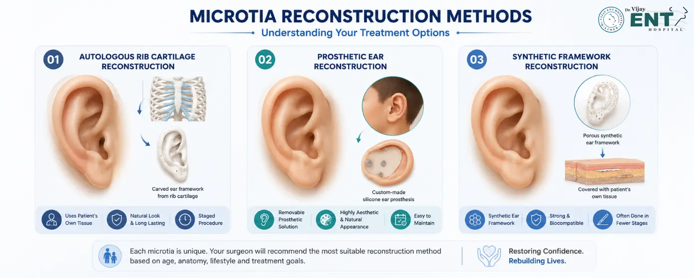 Different microtia reconstruction methods used in ear reconstruction surgery